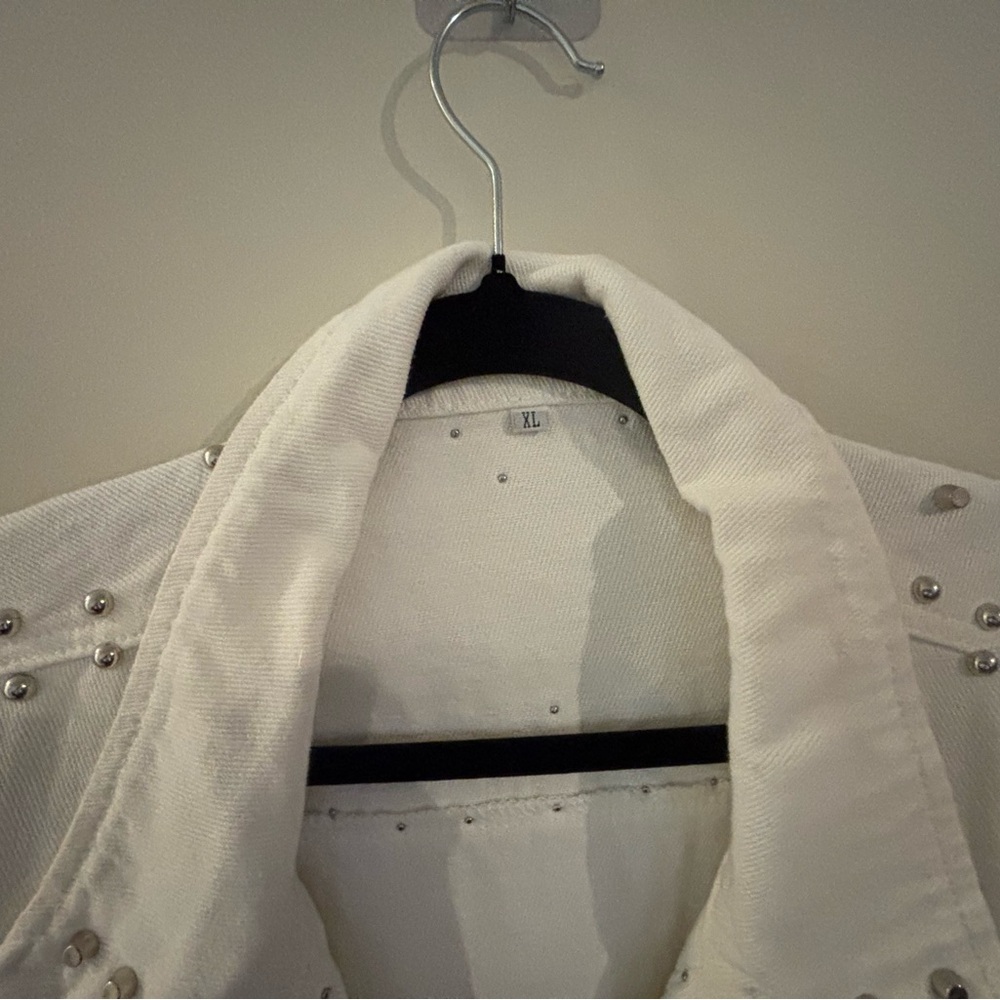 Studded White Denim Jacket - Picture 2 of 4